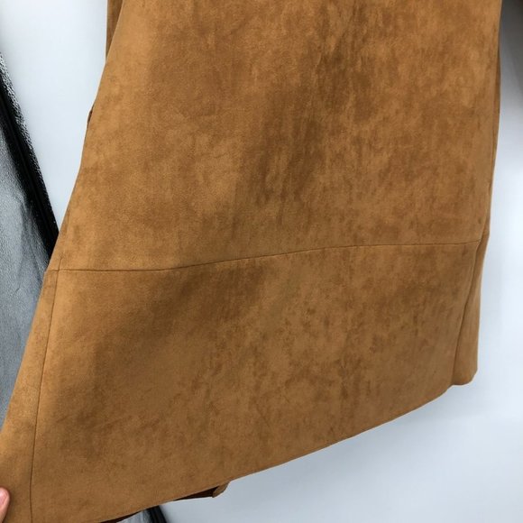 Zara Camel Brown Faux Suede Lightweight Midi Trench Coat EUC size S - Picture 14 of 16